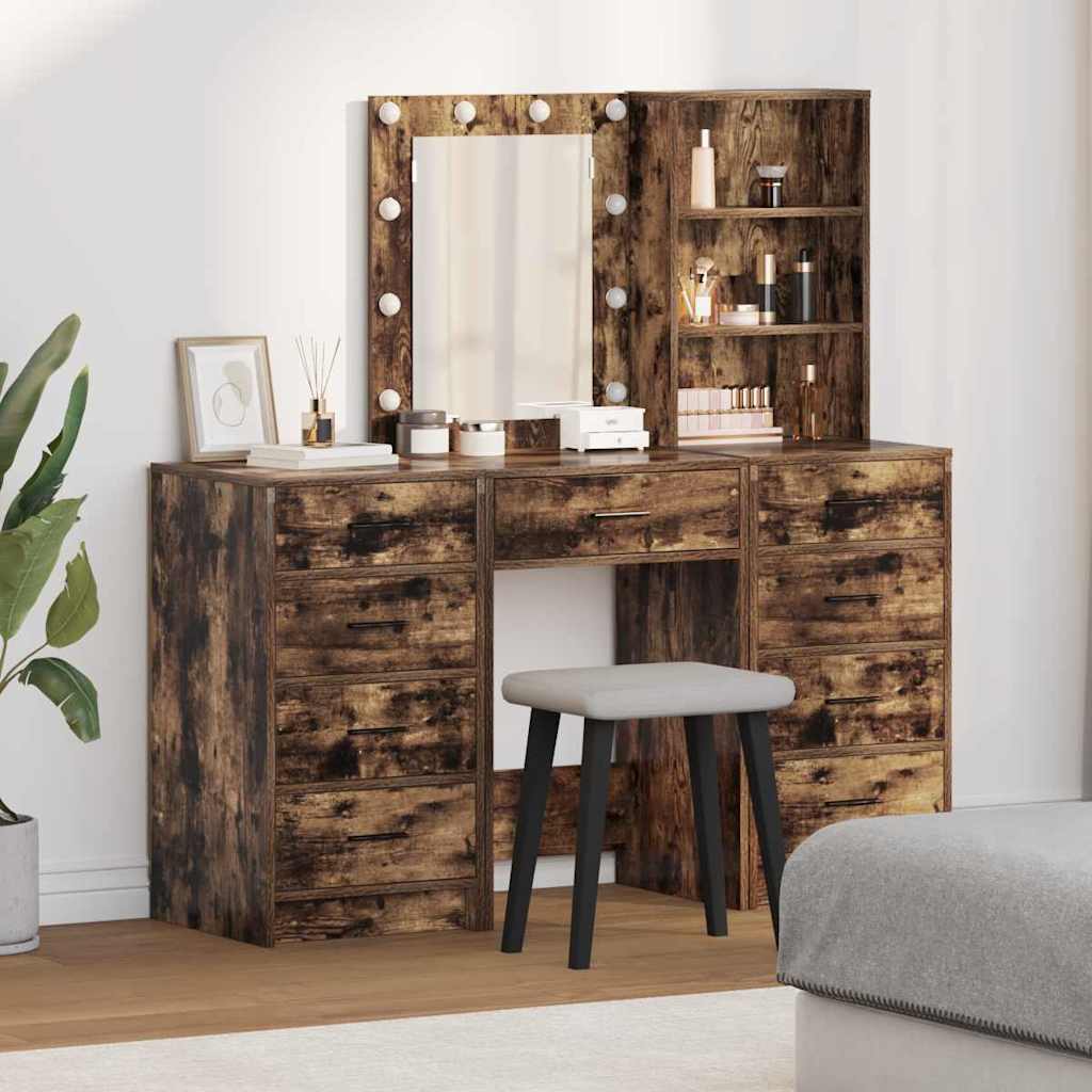 Dressing Table 3 pcs Brown 40 x 41 x 135 cm Engineered Wood Smoked oak