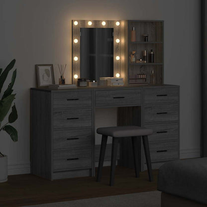 vidaXL Dressing Table 3 pcs Grey 40 x 41 x 135 cm Engineered Wood 4