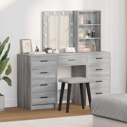 vidaXL Dressing Table 3 pcs Grey 40 x 41 x 135 cm Engineered Wood 1