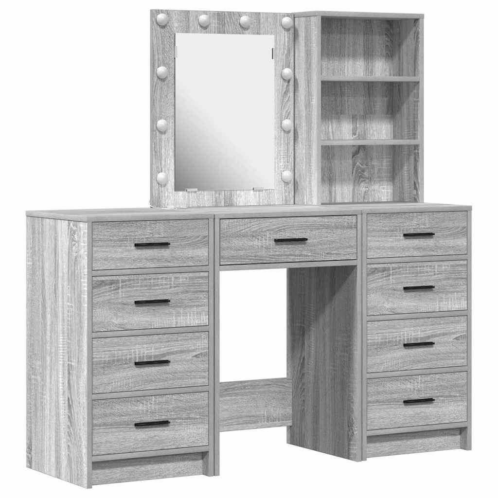 vidaXL Dressing Table 3 pcs Grey 40 x 41 x 135 cm Engineered Wood 2