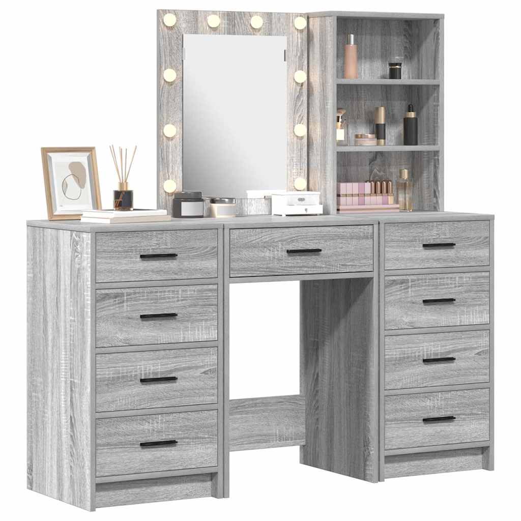 vidaXL Dressing Table 3 pcs Grey 40 x 41 x 135 cm Engineered Wood 3