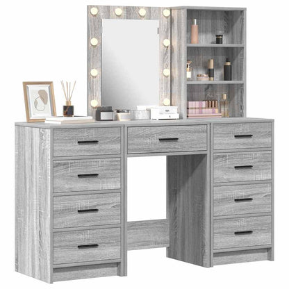 vidaXL Dressing Table 3 pcs Grey 40 x 41 x 135 cm Engineered Wood 3