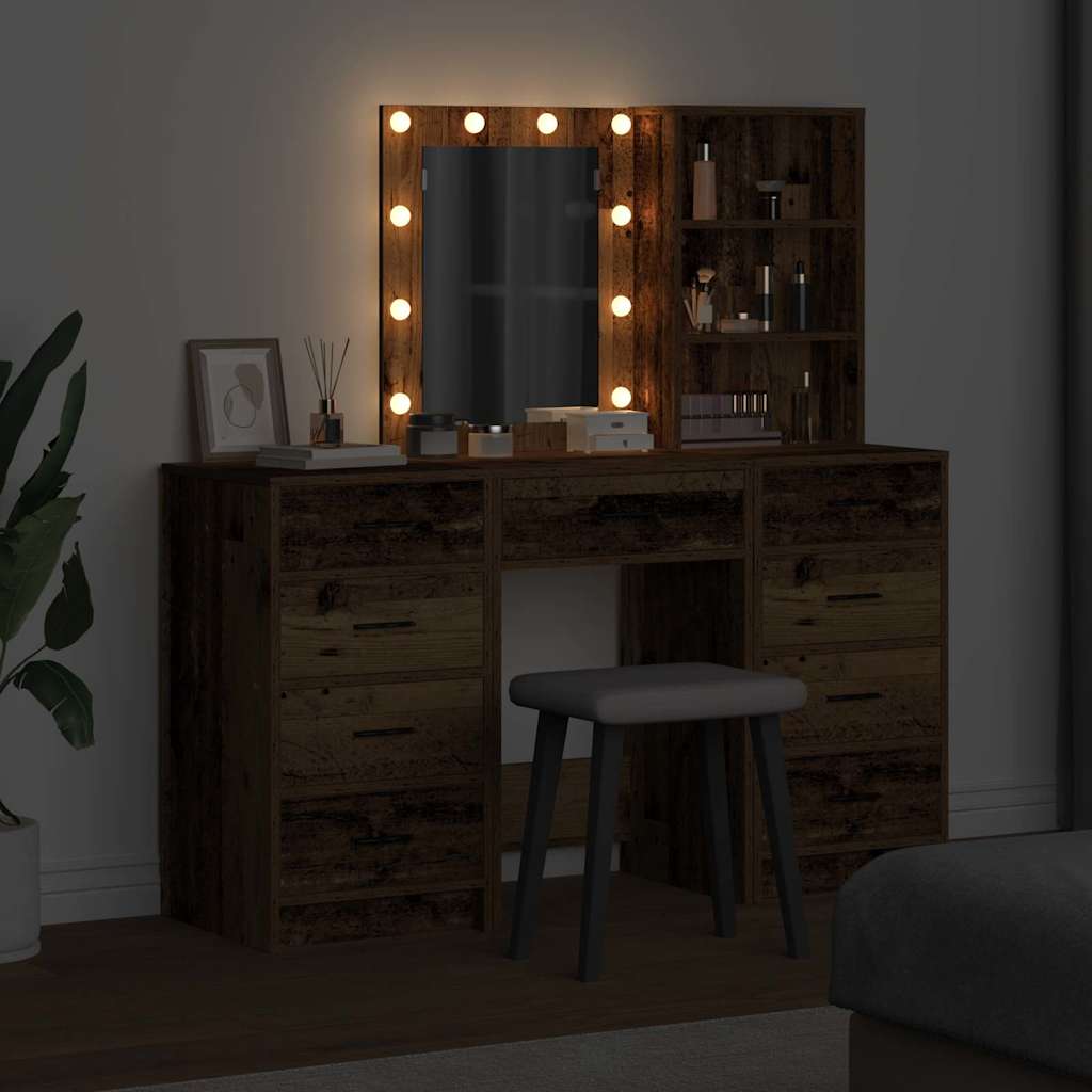 vidaXL Dressing Table 3 pcs Brown 40 x 41 x 135 cm Engineered Wood 4