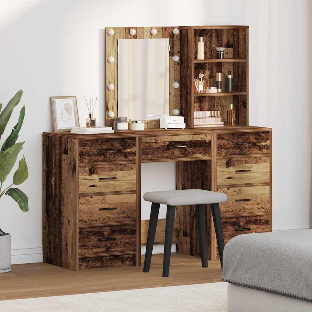 vidaXL Dressing Table 3 pcs Brown 40 x 41 x 135 cm Engineered Wood 1