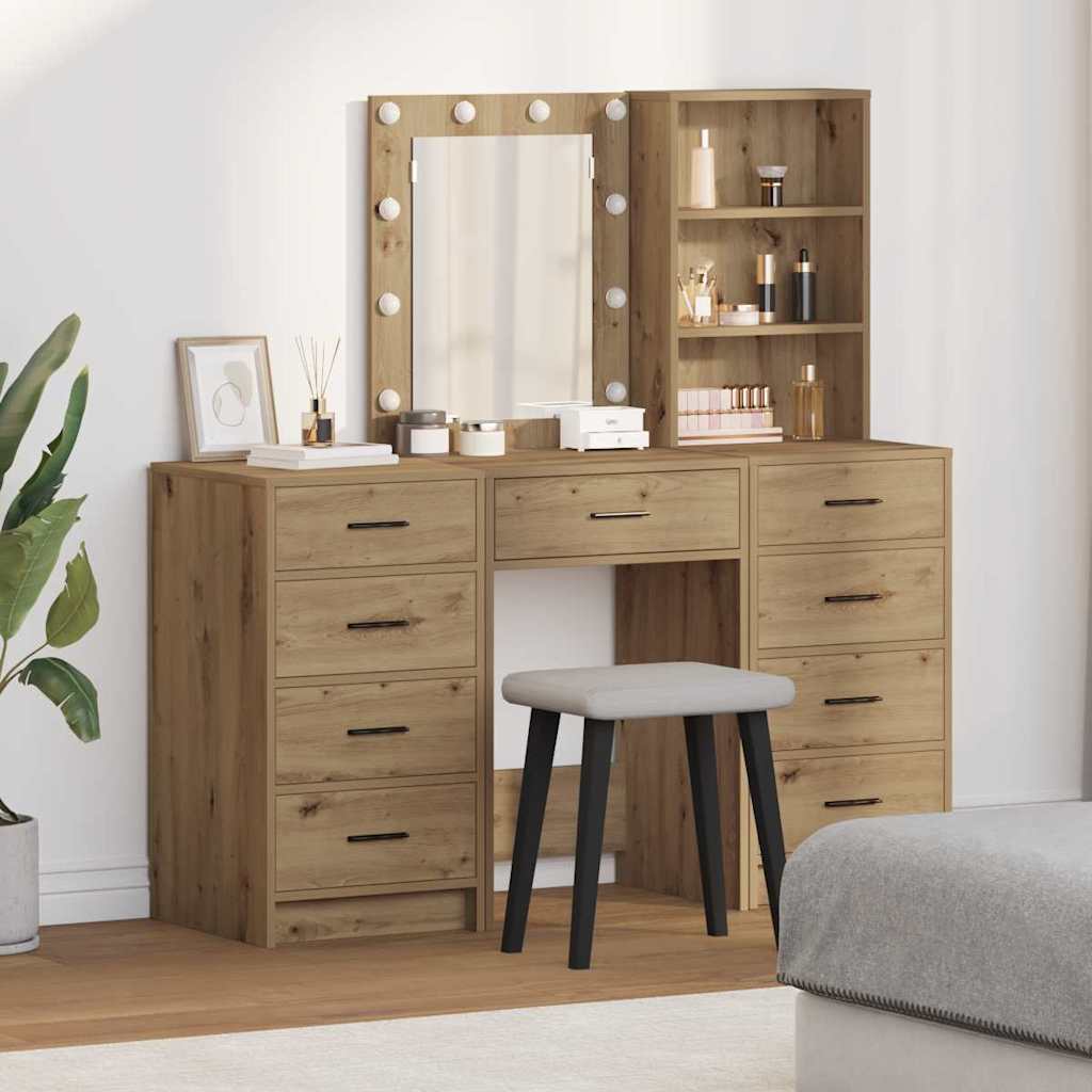 Dressing Table 3 pcs Brown 40 x 41 x 135 cm Engineered Wood Artisan oak