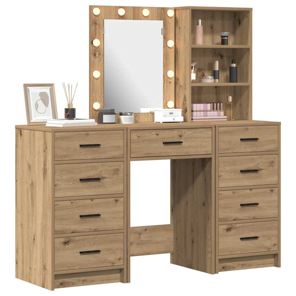 vidaXL Dressing Table 3 pcs Brown 40 x 41 x 135 cm Engineered Wood 3