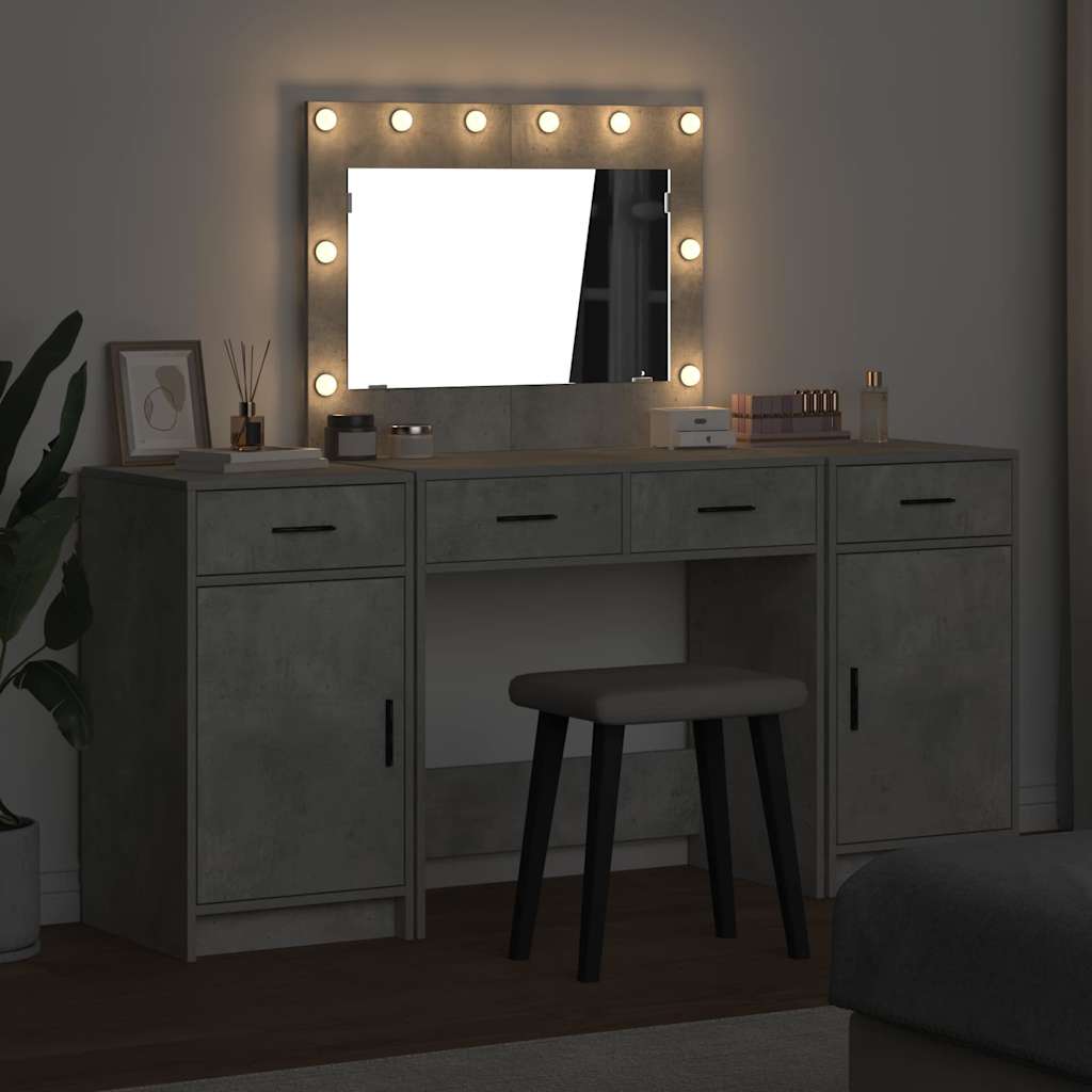 vidaXL Dressing Table 3 pcs Grey 78.5 x 41 x 135 cm Engineered Wood 4