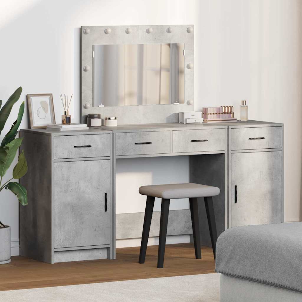 vidaXL Dressing Table 3 pcs Grey 78.5 x 41 x 135 cm Engineered Wood 1