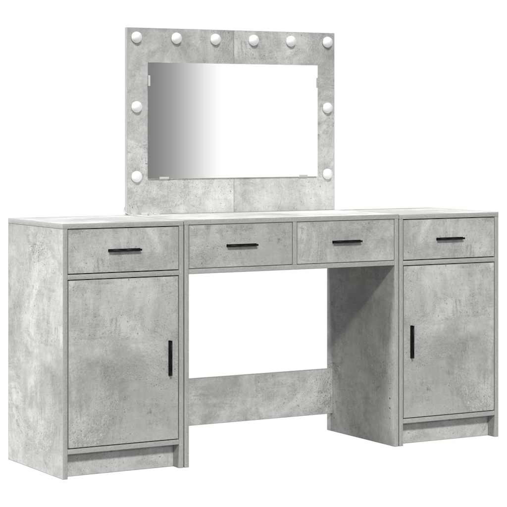 vidaXL Dressing Table 3 pcs Grey 78.5 x 41 x 135 cm Engineered Wood 2