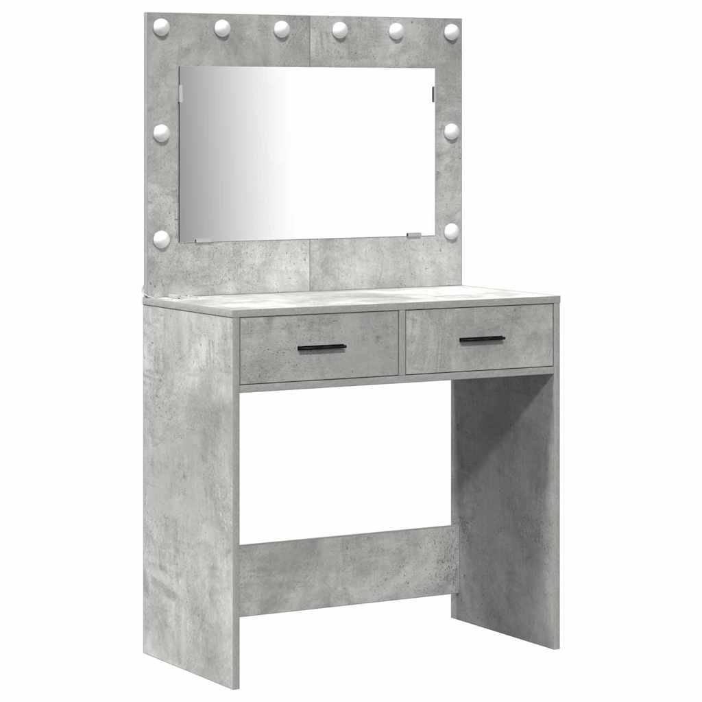 vidaXL Dressing Table 3 pcs Grey 78.5 x 41 x 135 cm Engineered Wood 5