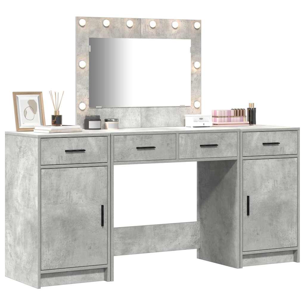vidaXL Dressing Table 3 pcs Grey 78.5 x 41 x 135 cm Engineered Wood 3
