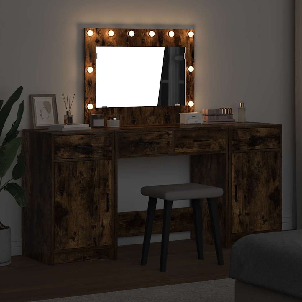 vidaXL Dressing Table 3 pcs Brown 78.5 x 41 x 135 cm Engineered Wood 4