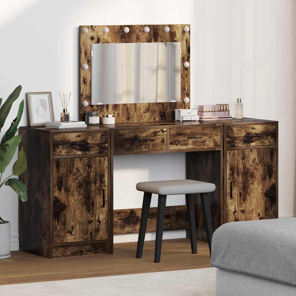 vidaXL Dressing Table 3 pcs Brown 78.5 x 41 x 135 cm Engineered Wood 1