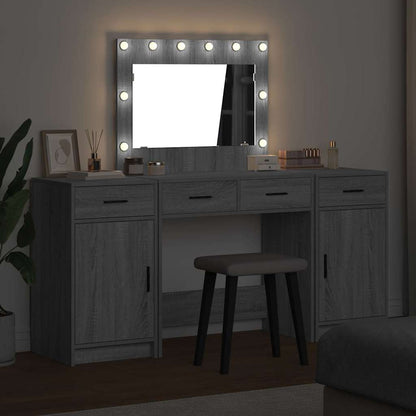 vidaXL Dressing Table 3 pcs Grey 78.5 x 41 x 135 cm Engineered Wood 4