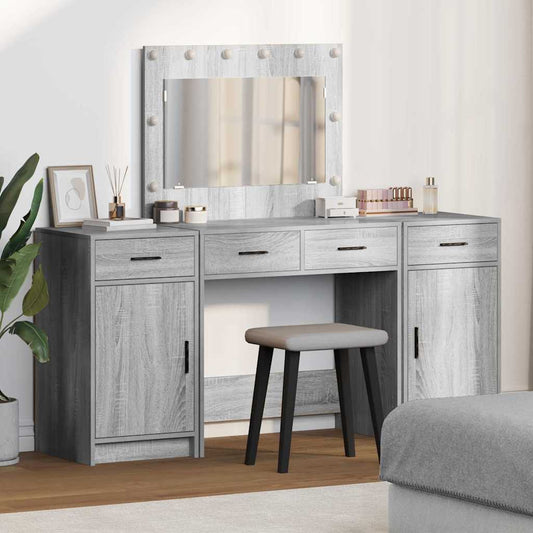 vidaXL Dressing Table 3 pcs Grey 78.5 x 41 x 135 cm Engineered Wood 1