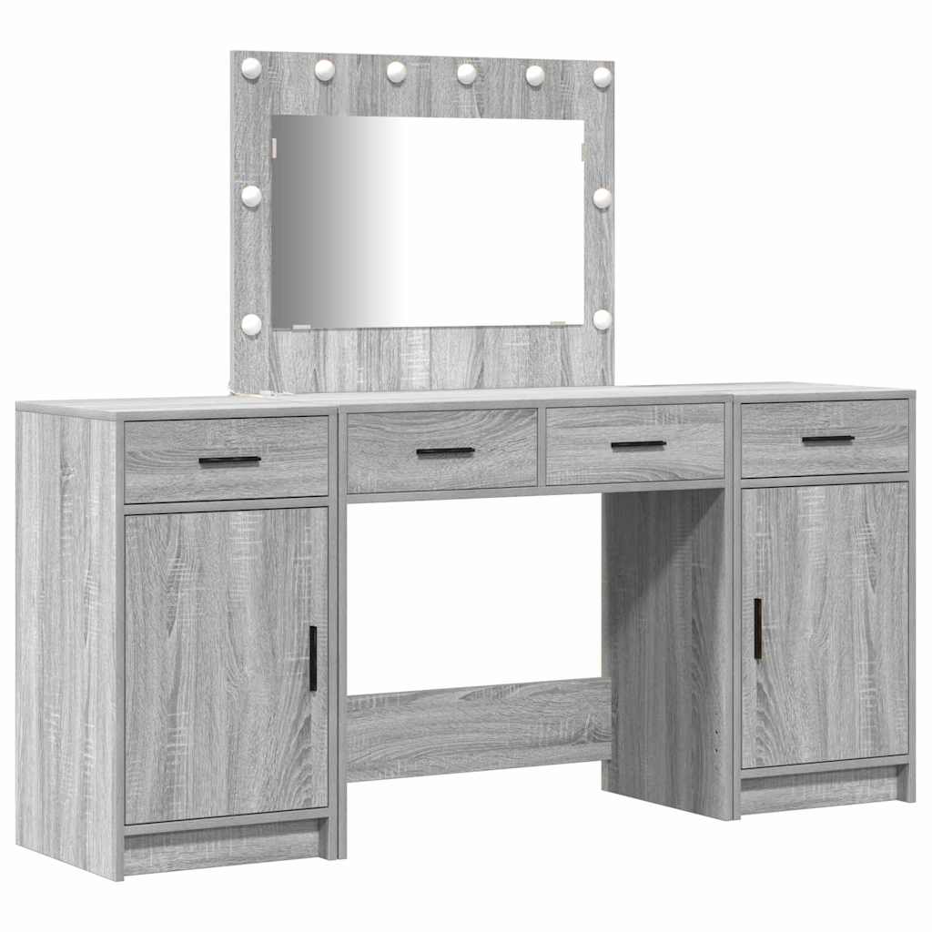 vidaXL Dressing Table 3 pcs Grey 78.5 x 41 x 135 cm Engineered Wood 2