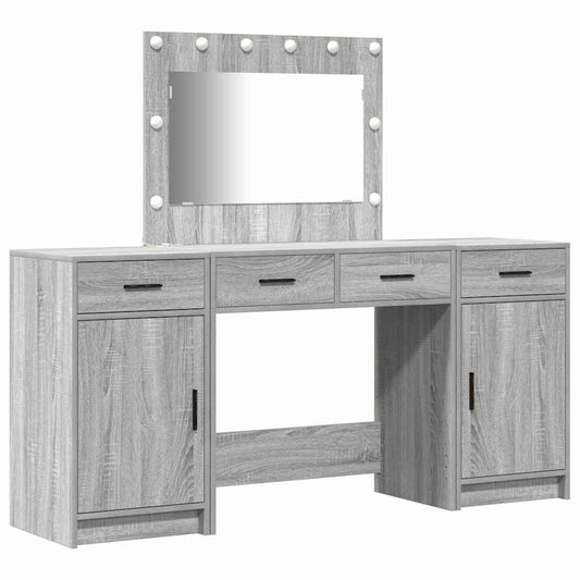 vidaXL Dressing Table 3 pcs Grey 78.5 x 41 x 135 cm Engineered Wood 2