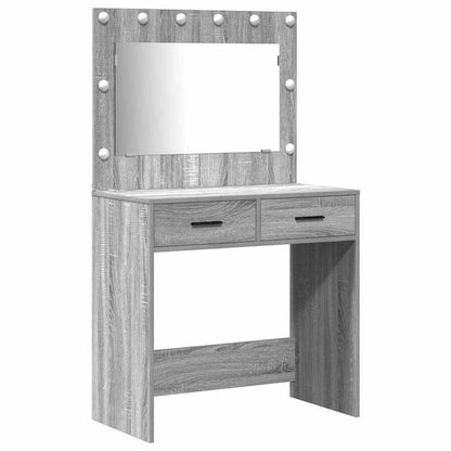 vidaXL Dressing Table 3 pcs Grey 78.5 x 41 x 135 cm Engineered Wood 5