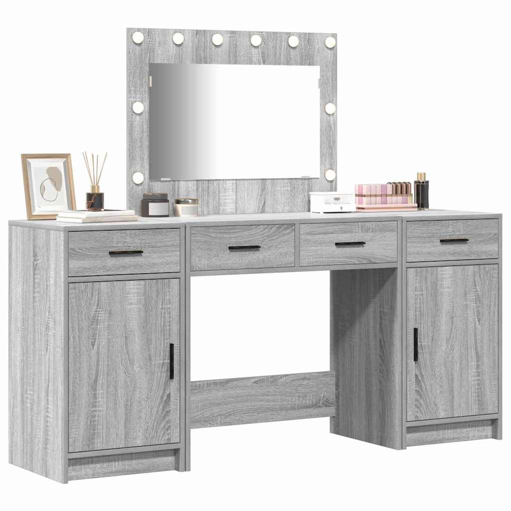 vidaXL Dressing Table 3 pcs Grey 78.5 x 41 x 135 cm Engineered Wood 3