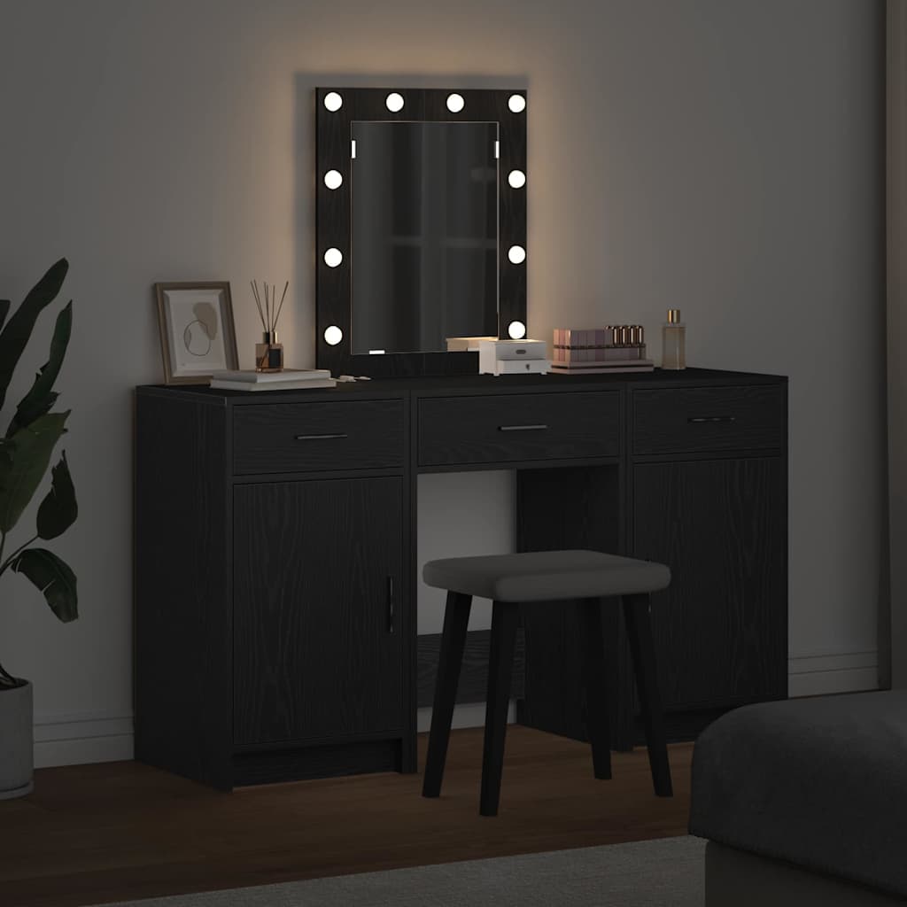 vidaXL Dressing Table Black 50 x 41 x 135 cm Engineered Wood 4