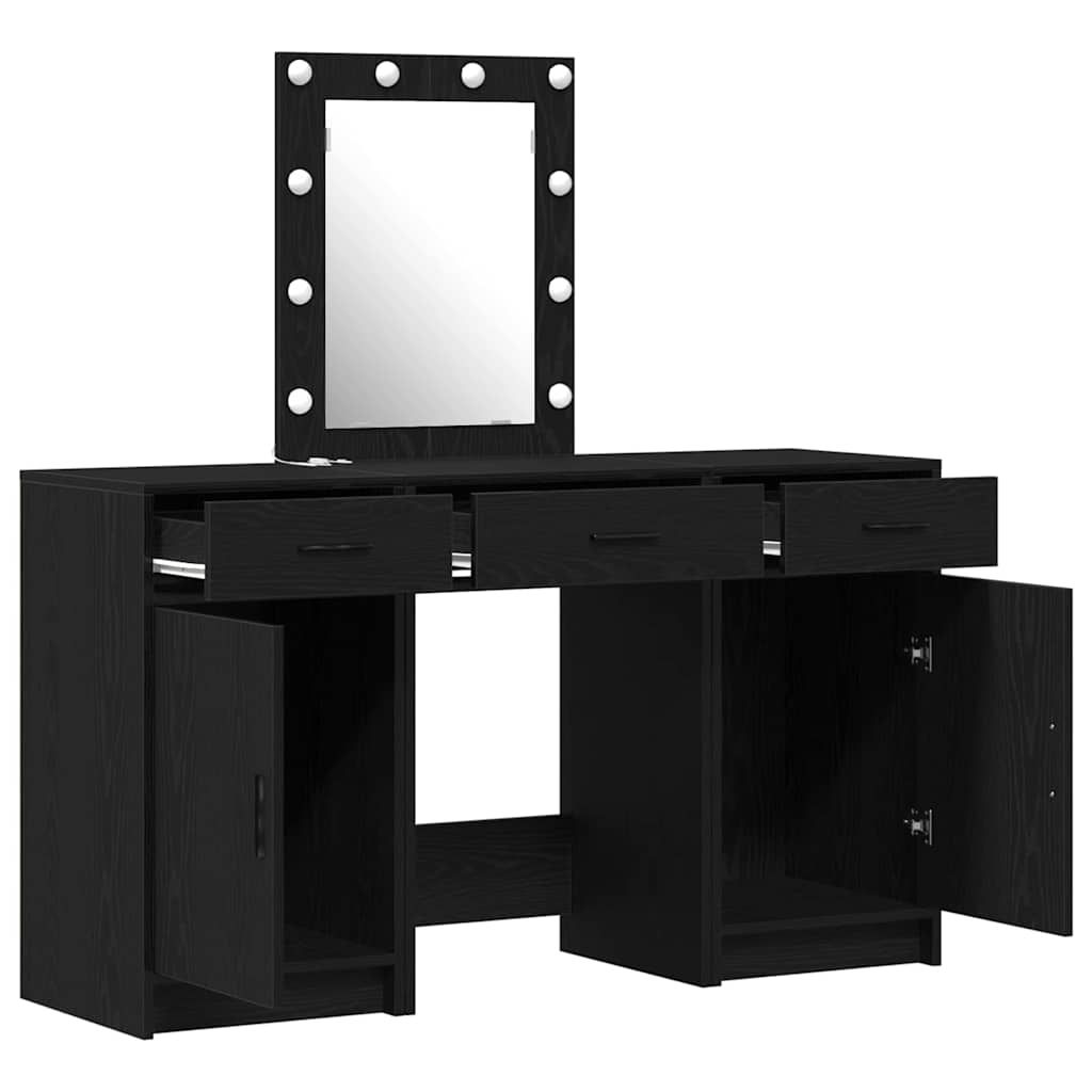 vidaXL Dressing Table Black 50 x 41 x 135 cm Engineered Wood 6