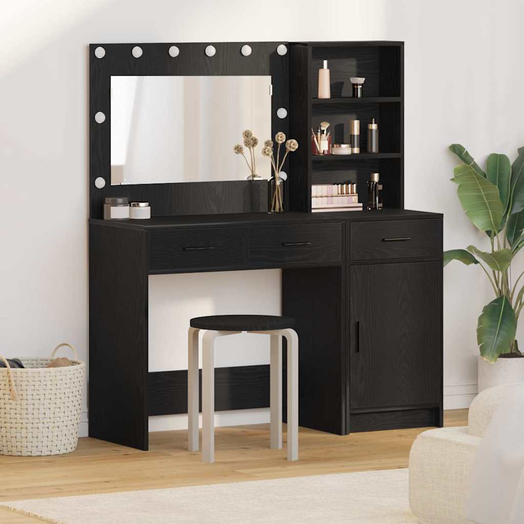 vidaXL Dressing Table 2 pcs Black 78.5 x 41 x 135 cm Engineered Wood 1