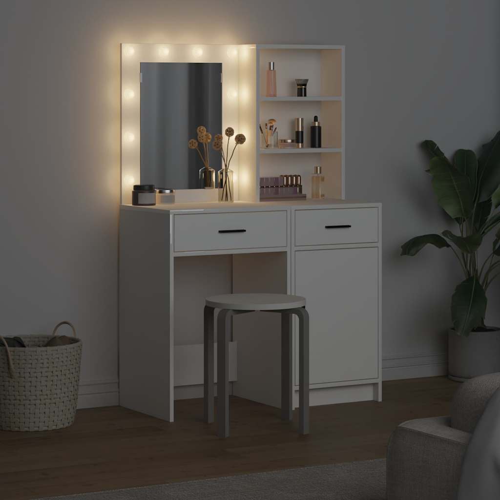 vidaXL Dressing Table Set 2 pcs White Engineered Wood 4