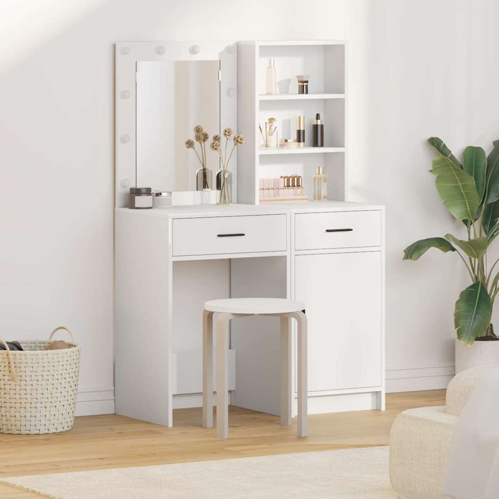 vidaXL Dressing Table Set 2 pcs White Engineered Wood 1