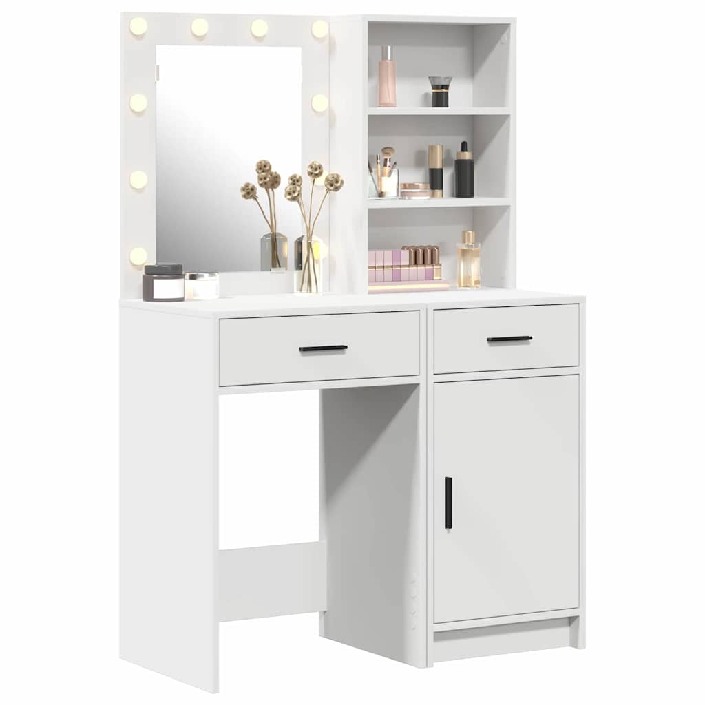 vidaXL Dressing Table Set 2 pcs White Engineered Wood 3