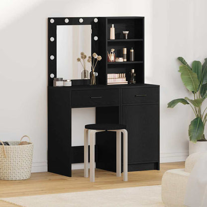 Dressing Table Set 2 pcs Engineered Wood Black oak