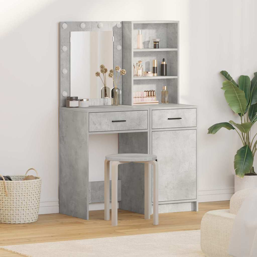Dressing Table Set 2 pcs Engineered Wood Concrete grey