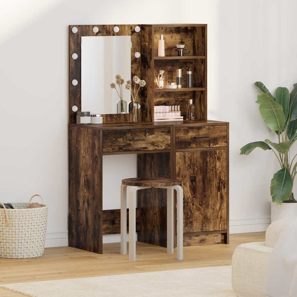 Dressing Table Set 2 pcs Engineered Wood Smoked oak