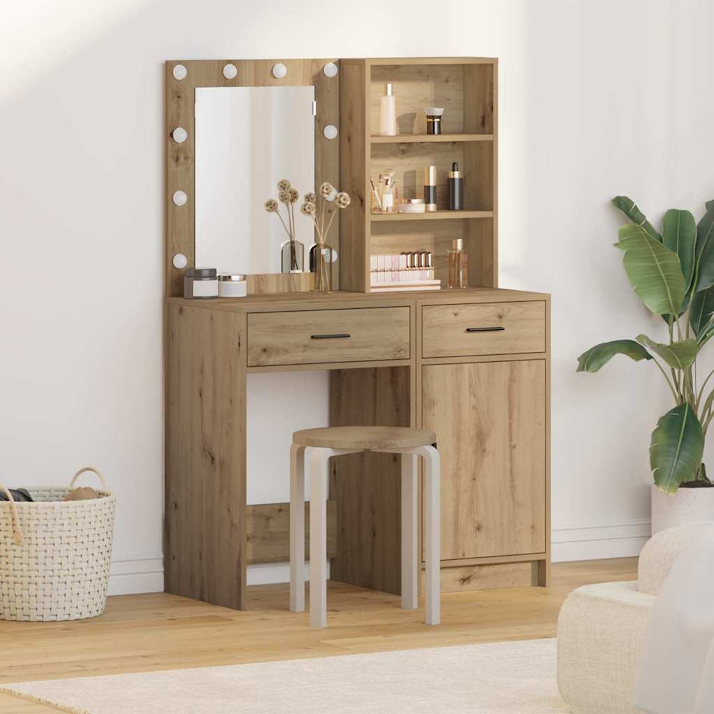 Dressing Table Set 2 pcs Engineered Wood Artisan oak
