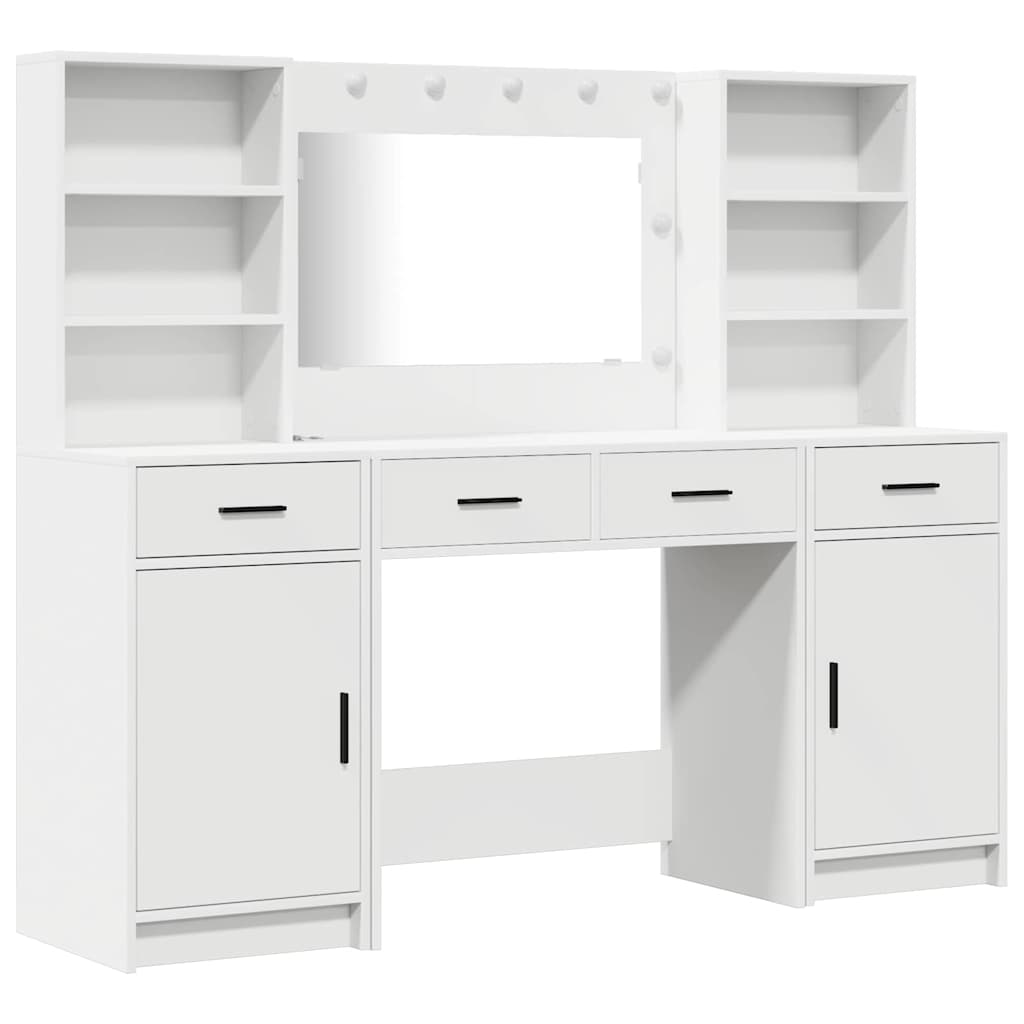 vidaXL Dressing Table Set 3 pcs White Engineered Wood 2