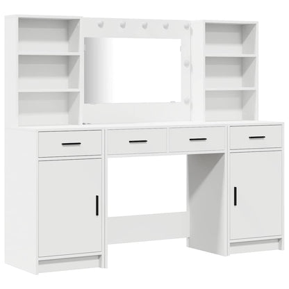 Dressing Table Set with LED 3 pcs White