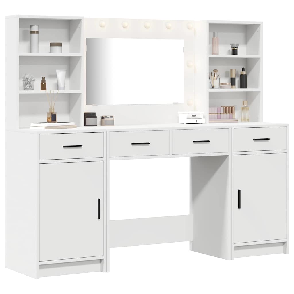 vidaXL Dressing Table Set 3 pcs White Engineered Wood 3