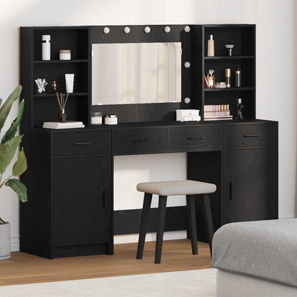 vidaXL Dressing Table Set 3 pcs Black Oak Engineered Wood 1