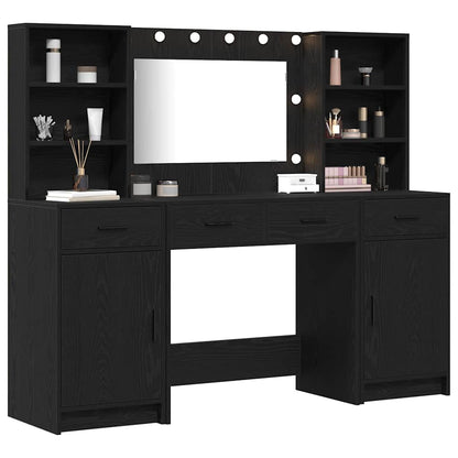 vidaXL Dressing Table Set 3 pcs Black Oak Engineered Wood 3