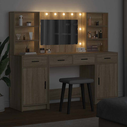 vidaXL Dressing Table Set 3 pcs Sonoma Oak Engineered Wood 4