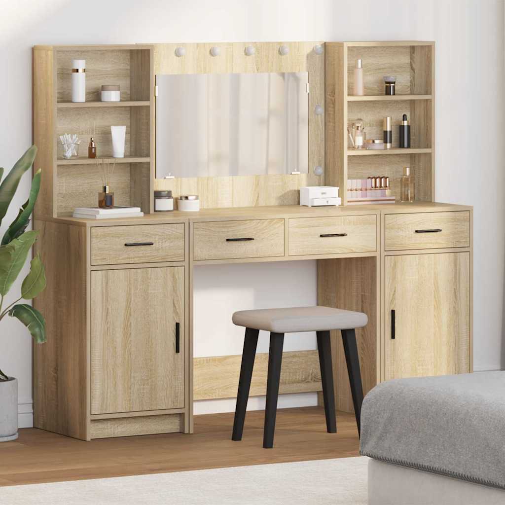 vidaXL Dressing Table Set 3 pcs Sonoma Oak Engineered Wood 1