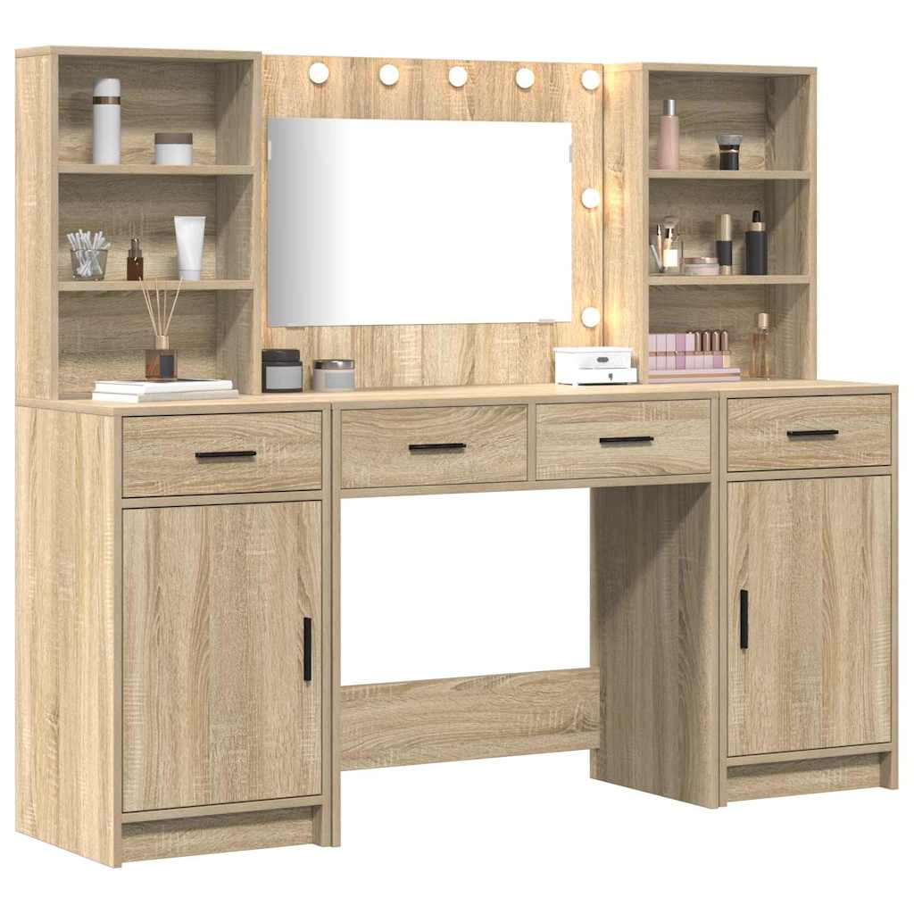 vidaXL Dressing Table Set 3 pcs Sonoma Oak Engineered Wood 3