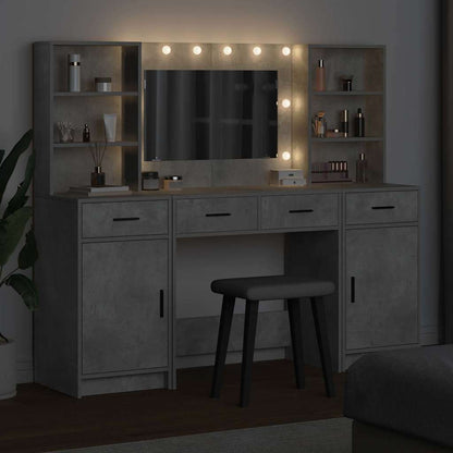 vidaXL Dressing Table Set 3 pcs Concrete Grey Engineered Wood 4