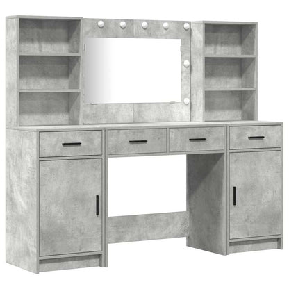 Dressing Table Set with LED 3 pcs Concrete grey
