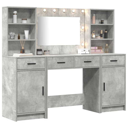 vidaXL Dressing Table Set 3 pcs Concrete Grey Engineered Wood 3