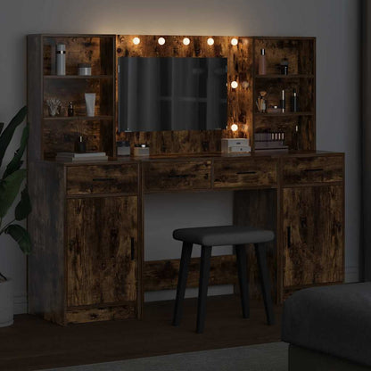 vidaXL Dressing Table Set 3 pcs Smoked Oak Engineered Wood 4
