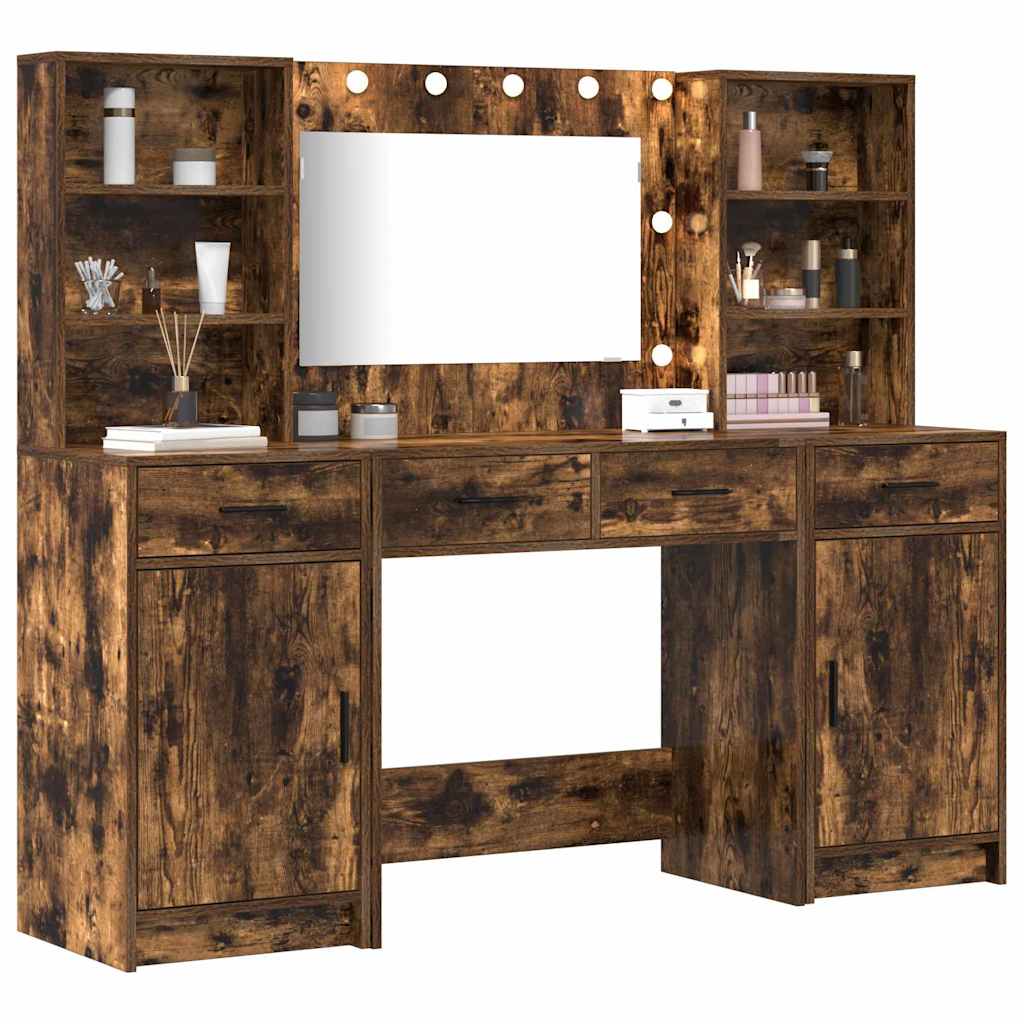 vidaXL Dressing Table Set 3 pcs Smoked Oak Engineered Wood 3