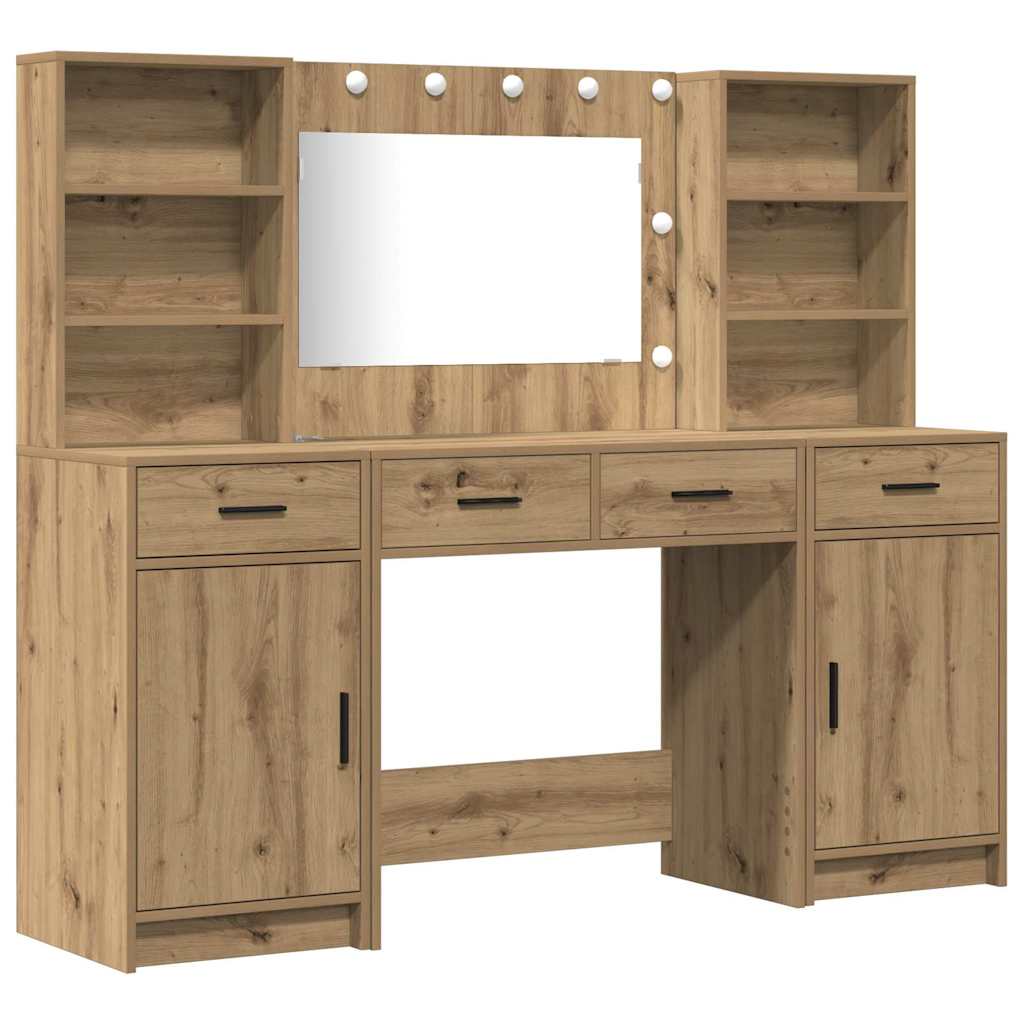 vidaXL Dressing Table Set 3 pcs Artisan Oak Engineered Wood 2