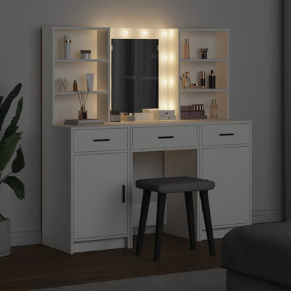 vidaXL Dressing Table Set 3 pcs White Engineered Wood 4
