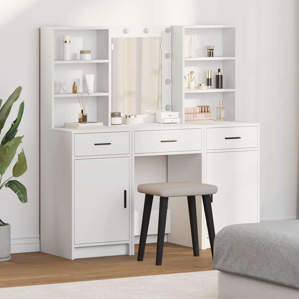 vidaXL Dressing Table Set 3 pcs White Engineered Wood 1