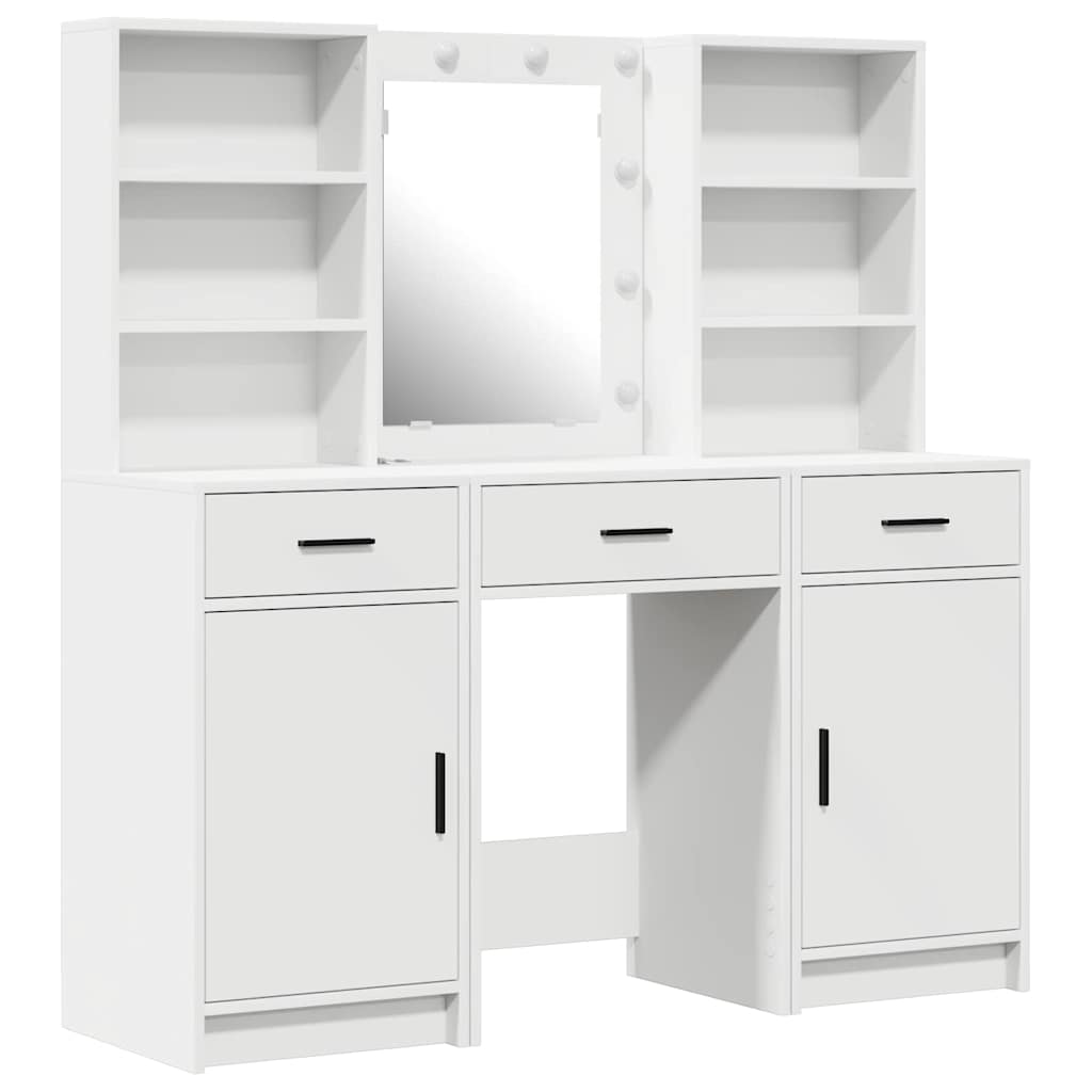 vidaXL Dressing Table Set 3 pcs White Engineered Wood 2